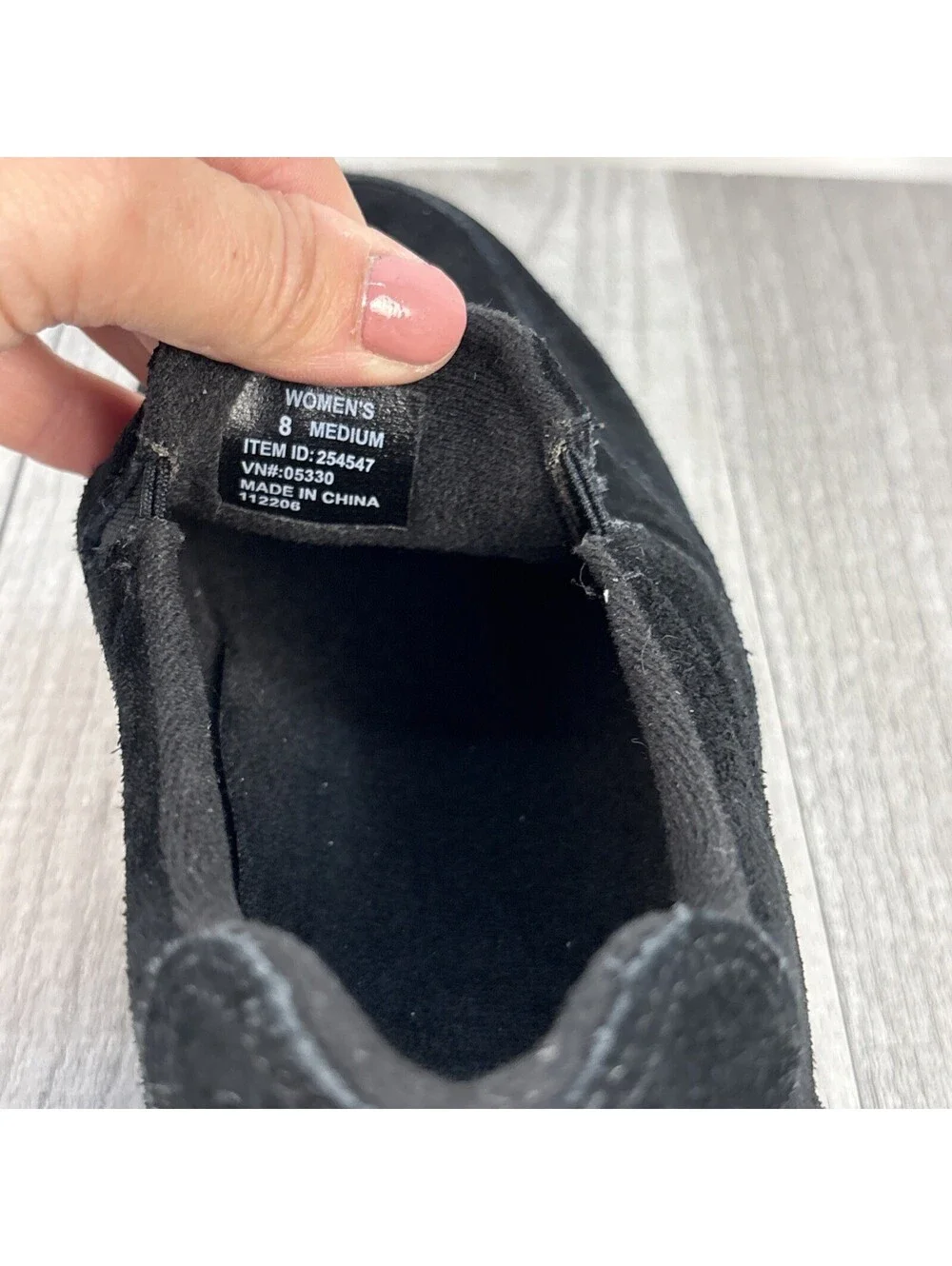LL Bean Women's Suede Slip-On Moc Shoes Black Size 8